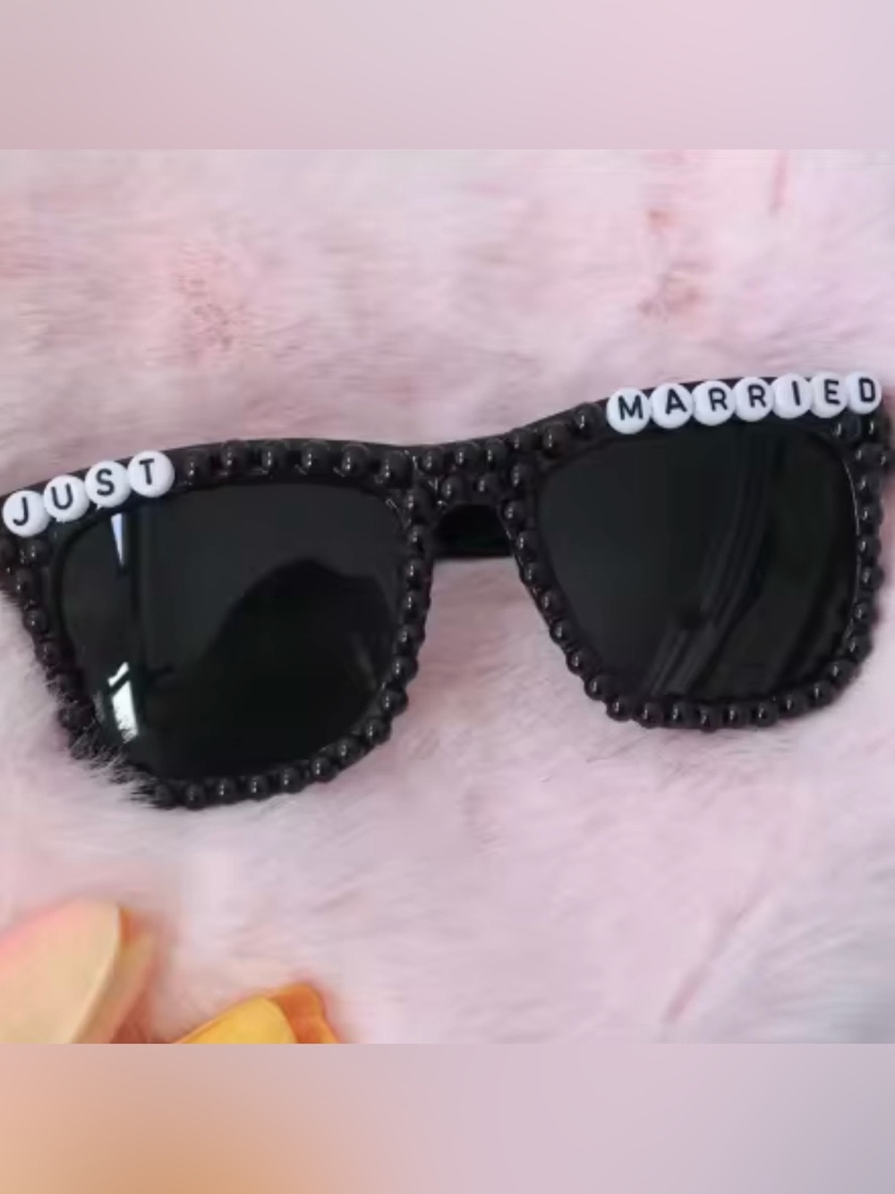 Macy's Black Beaded 'Just Married' Kids Sunglasses